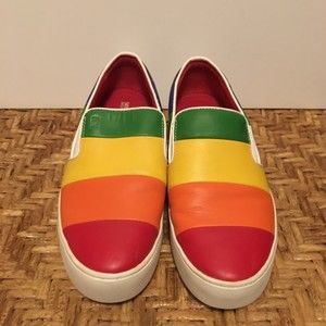 MICHAEL KORS Leather Rainbow Dylan Slip On Size 7.5